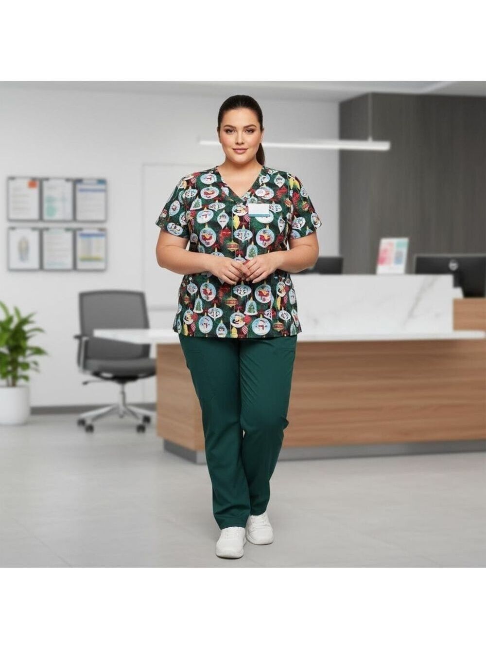 Gabby Brooke Christmas Scrub Top Size XL